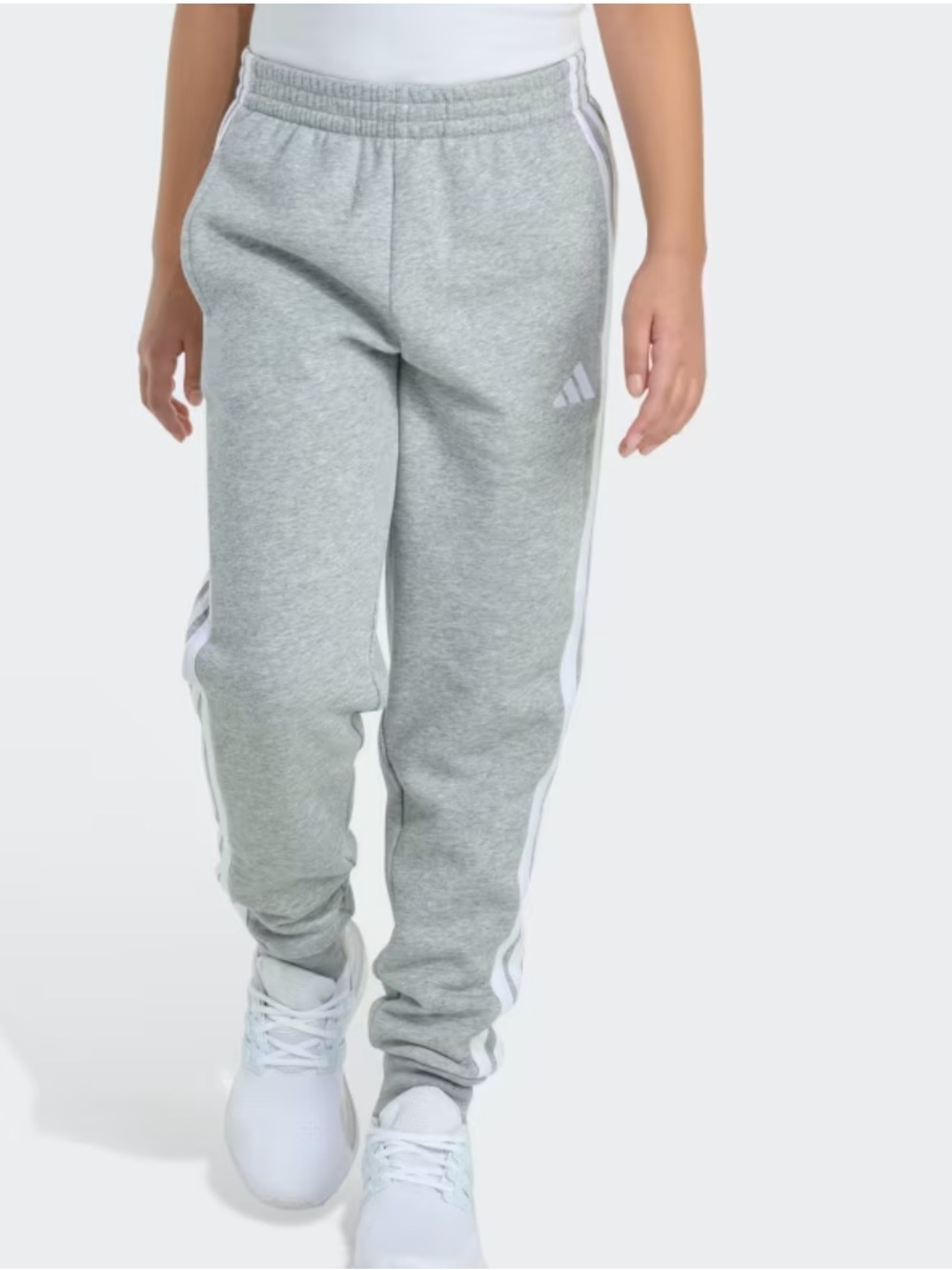 Adidas ELASTIC WAISTBAND 3-STRIPE HEATHER FLEECE JOGGER size youth large